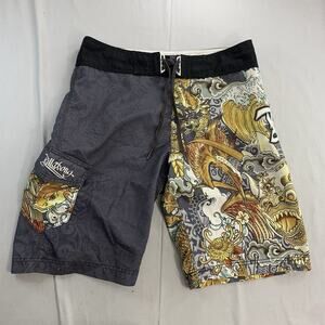 **Sold** Billabong Polynesian Ink Gallery Tattoo Pattern Board Shorts Size 34